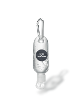 Čisticí gel na ruce ve znovupoužitelné lahvičce s víčkem a karabinkou