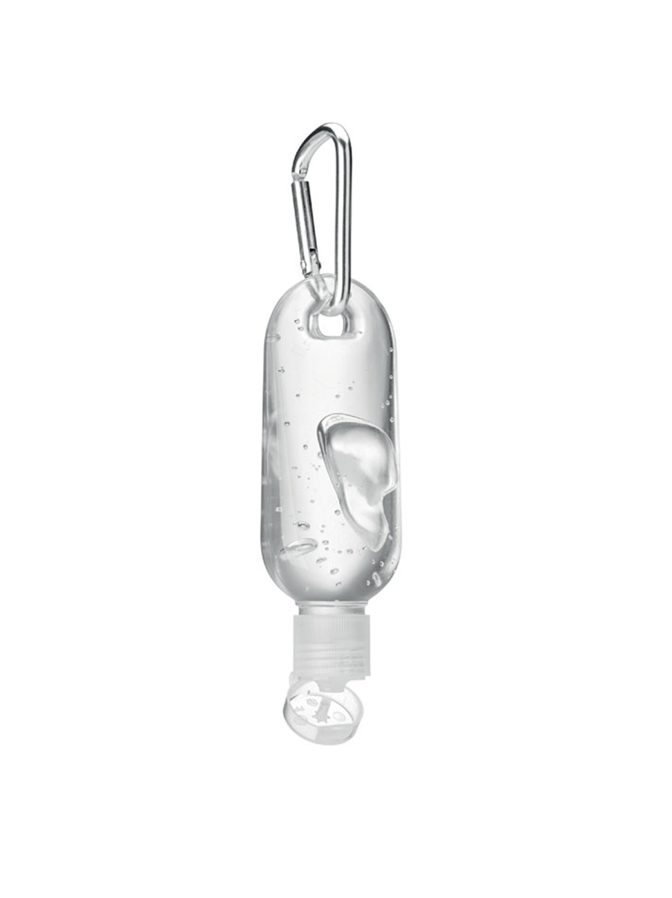 Čisticí gel na ruce ve znovupoužitelné lahvičce s víčkem a karabinkou