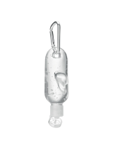 Čisticí gel na ruce ve znovupoužitelné lahvičce s víčkem a karabinkou