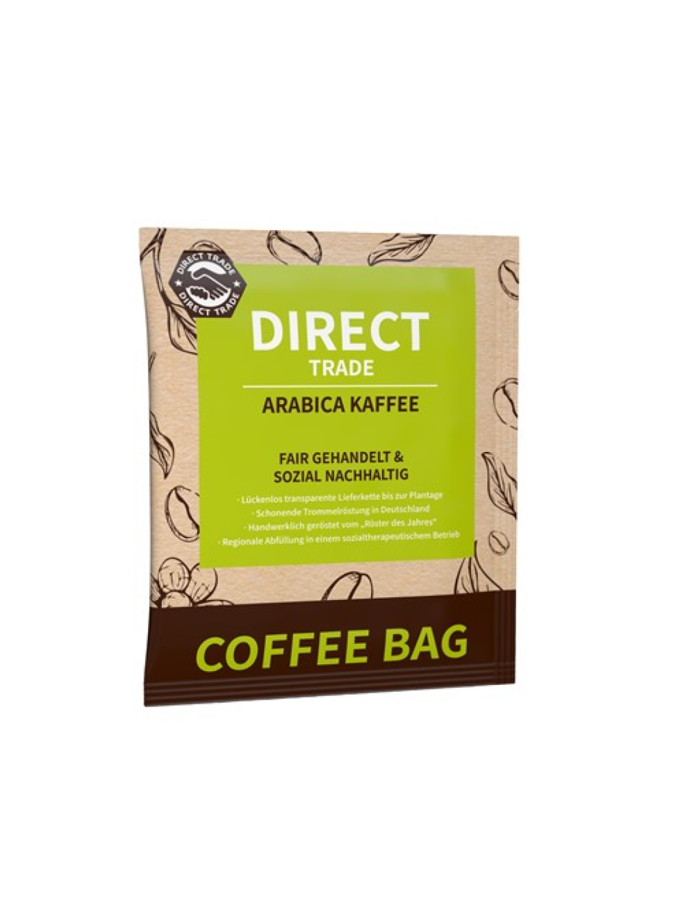 Sáček pro přípravu fair trade filtrované kávy na cestách